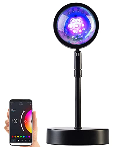 Luminea Home Control Sonnenuntergangsleuchte: Smart RGB-Sonnenuntergangs-LED-Projektionslicht, 15 W, 180°, WLAN, App (Sunset Lamp, Sonnenuntergang-Projektor, Sonnenaufgang) von Luminea
