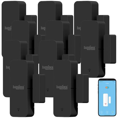 Luminea Home Control Tür-Fensterkontakt: 10er-Set WLAN-Tür- und -Fensteralarm, weltweiter App-Zugriff (Alarm wenn Tür geöffnet Wird, WLAN-Fenster-Sensor) von Luminea