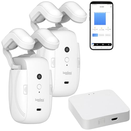 Luminea Home Control Universal-Vorhangmotor: 2er-Set Smarter 3in1-Vorhangmotor mit Akku, App + WLAN-Gateway (Vorhang Steuergeräte, Vorhang Motor) von Luminea