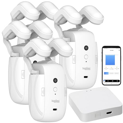 Luminea Home Control Vorhang Steuergeräte: 4er-Set Smarter 3in1-Vorhangmotor mit Akku, App + WLAN-Gateway (Vorhang Motor) von Luminea