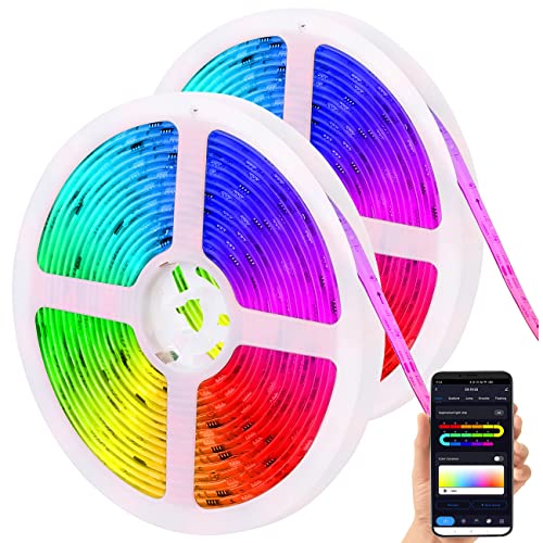 Luminea Home Control LED-Leiste Alexa: 2er-Set WLAN-RGBIC-LED-Lichtstreifen, App, Sprach- & Soundsteuerung,5m (LED-Lichtbänder Alexa, LED-Band mit steuern) von Luminea