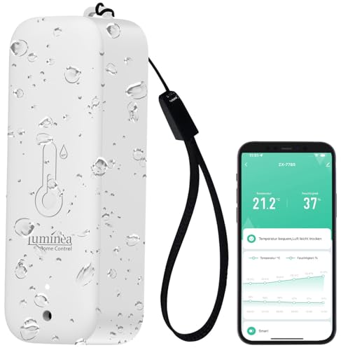 Luminea Home Control WLAN Thermometer: WLAN-Außen- und Innen-Temperatur- und Luftfeuchtigkeitssensor, IP65 (WLAN Außentemperatur, Temperatur Sensor, Wetterstation) von Luminea