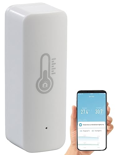 Luminea Home Control ZigBee Thermometer: ZigBee-Temperatur- & Luftfeuchtigkeits-Sensor mit App, Sprachsteuerung (Hygrometer, Temperatursensor, Infrarotheizung) von Luminea