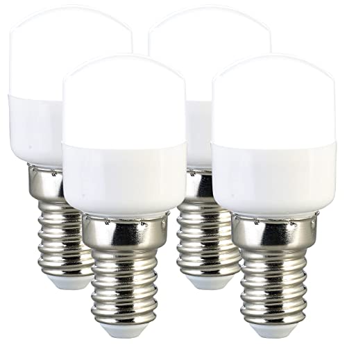 Luminea Kolben-Beleuchtung E14: 4er-Set LED-Kühlschranklampen, E14, T25, 150 lm, 2 W (LED-Lampen E14 tageslichtweiß, Kolben-Lampen E14, Einbaustrahler) von Luminea