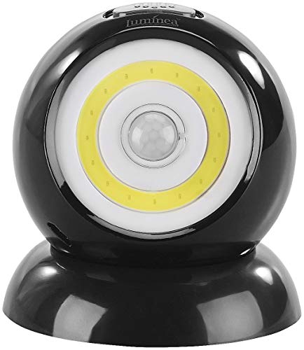 Luminea Bewegungsmelder Akku: Ultrahelle COB-LED-Akku-Leuchte mit PIR-Sensor, 200 Lumen, schwarz (Akku Lampe mit Bewegungsmelder, Kabelloser LED Strahler, Tischlampe Batterie) von Luminea
