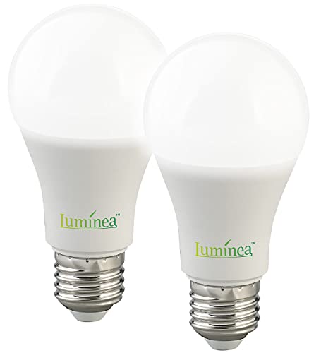 Luminea kaltweiße LED-Lampen: 2er-Set LED-Lampen mit Radar-Sensor, E27, 15 Watt, 1.500 lm, F, 6500 K (LED-Lampe als Gebäude-Beleuchtung, Sparsame, Birne Bewegungsmelder) von Luminea