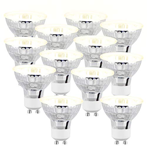 Luminea GU10: 12er-Set LED-Spotlights im Glasgehäuse, warmweiß, 300 Lumen (LED Spots GU10 warmweiß, Spotlight GU10, Deckenleuchte) von Luminea
