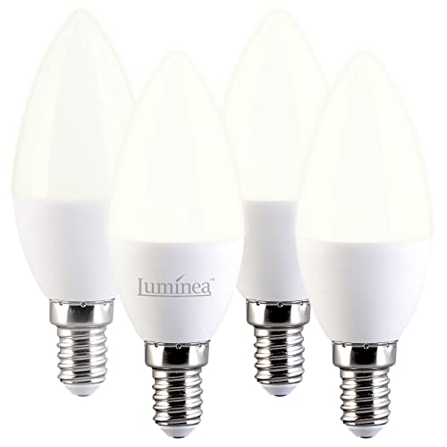 Luminea LED-Lampen E14 Kerzen: 4er-Set LED-Kerzen E14, C37, 3 W (ersetzt 30 W), 240 lm, warmweiß (LED Leuchtmittel E14 Kerzenbirnen, LED-Glühbirne E14 Kerzenform, Deckenleuchte) von Luminea