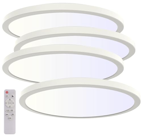 Luminea LED-Deckenlampe kaltweiß: 4er-Set Slim-CCT-LED-Deckenleuchte, Schalter für Lichtfarbe/Watt, IP44 (Deckenlampe rund, moderne Küche) von Luminea