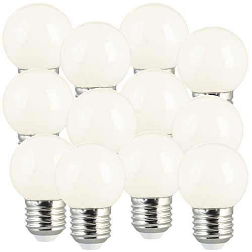 Luminea LED-Lampen E27 warmweiß: 12er-Set LED-Lampen, E27 Retro, G45, 50 lm, 1 W, 2700 K (LED Tropfenlampe E27 warmweiß, LED Sparlampe, Wohnzimmerleuchten) von Luminea