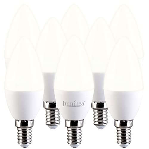 Luminea LED-Lampen E14 Kerzen: 8er-Set LED-Kerzen E14, C37, 3 W (ersetzt 30 W), 240 lm, warmweiß (LED-Leuchtmittel E14 Kerzenform, LED-Glühbirne E14 Kerzenform, Deckenleuchte) von Luminea