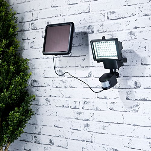 Luminea LED Solar Scheinwerfer: 2er-Set Solar-LED-Wand-Fluter für außen, mit Bewegungssensor, 600 lm (Straler, Lampen mit Bewegungs Meldern, Bewegungsmeldern) von Luminea