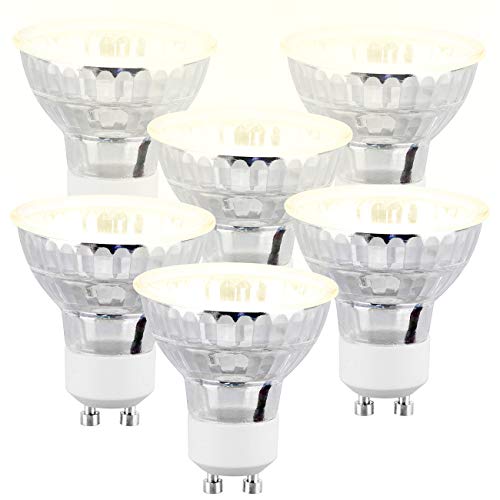 Luminea Leuchtmittel GU10: 6er-Set LED-Spots GU10 Glasgehäuse, 2,5W (ersetzt 25W) 300lm, warmweiß (LED Reflektor, Glühbirne, Einbauleuchte 12V) von Luminea