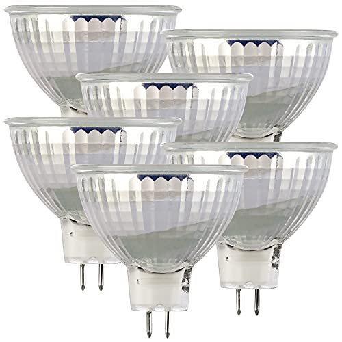 Luminea LED Gu5 3: 6er-Set LED-Glas-Spots, GU5.3, 6W (ersetzt 40W), 500lm, tageslichtweiß (Gu5.3 LED-Leuchtmittel, LED-Leuchtmittel Gu5.3 weiß, Einbaustrahler) von Luminea