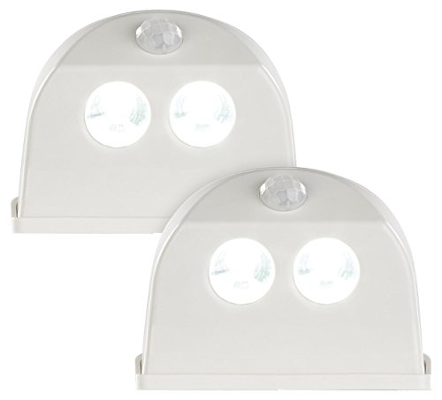 Luminea Türrahmen Beleuchtung: 2er-Set LED-Türleuchten, Bewegungs-/Lichtsensor, 0,4 W, 50 lm, weiß (LED Türrahmen, LED-Aufbau-Lampen, Batterieleuchte mit Bewegungsmelder) von Luminea