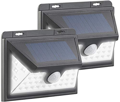 Luminea LED Fluter: 2er-Set Solar-LED-Wandleuchten, Bewegungs-Sensor, Akku, 350 lm, 7,2 W (Solarleuchten Garagen, Solarfluter, Dachrinnenleuchten Bewegungsmelder Funktion) von Luminea