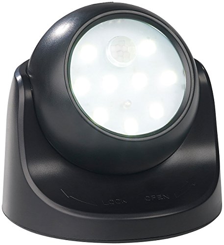 Luminea Lampen Batterie: Kabelloser LED-Strahler, Bewegungssensor, 360° drehbar, 100 lm,schwarz (Kabelloser Bewegungsmelder, Wandleuchte ohne Kabel, Batterieleuchte) von Luminea