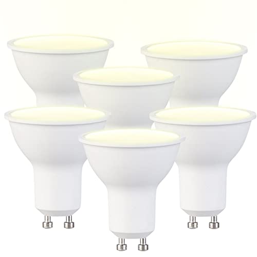 Luminea LED Lampen GU10: 6er-Set LED-Spotlights GU10, 7 W (ersetzt 50 W), 600 Lumen, warmweiß (LED Spots, LED-Leuchtmittel, Halogenlampen) von Luminea
