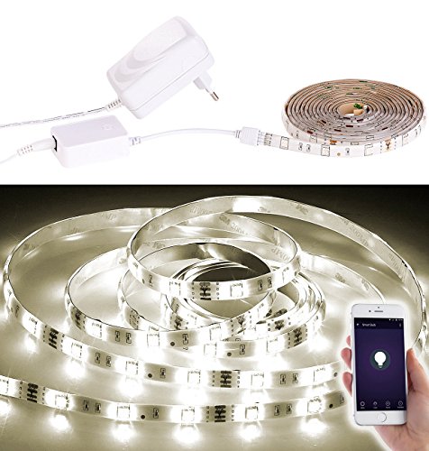 Luminea LED Glasbodenbeleuchtung: WLAN-LED-Streifen, 2m, warmweiß, Amazon Alexa & Google Assistant komp. (Strip 2 m, Streifen Alexa kompatibel, Schrankleuchte) von Luminea