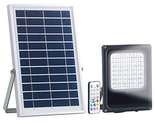 Luminea Solar-LED-Fluter für außen, RGBW, 30 Watt, mit Fernbedienung & Timer von Luminea