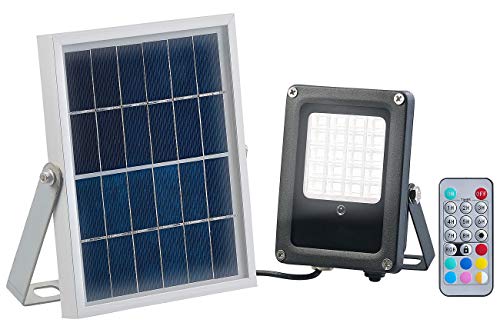 Luminea Solar Strahler RGB: Solar-LED-Fluter für außen, RGBW, 10 Watt, mit Fernbedienung & Timer (Solarstrahler mit Fernbedienung, Solarlampe mit Fernbedienung) von Luminea