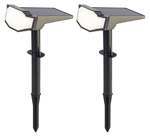 Luminea Topf: 2er-Set High-Power-Solar-LED-Gartenspots, 650 lm, IP65, tageslichtweiß (Gartenstrahler LED Erdspieß solar, Terrassenbeleuchtungen solar, Gartenleuchte Standleuchte) von Luminea