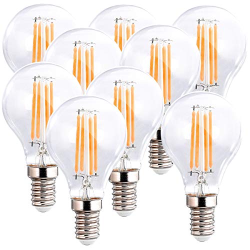 Luminea E14 LED-Filament-Birnen: 9er-Set LED-Filament-Lampen, G45, E14, 470 lm, 4 W, 2700 K, dimmbar, E (E14 LED-Filament-Bulbs, E14 LED-Filament-Leuchte, Deckenleuchte) von Luminea