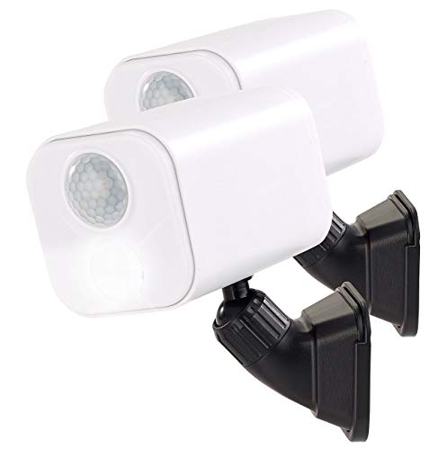 Luminea LED-Batterie-Wandleuchte: 2er-Set LED-Wandspots für innen & außen, Bewegungssensor (Lampen mit Bewegungsmelder innen, Wandleuchte mit Dämmerungssensor, Nachtlicht aussen) von Luminea