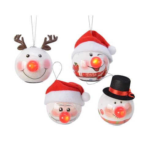 LED Christbaumkugel, Weihnachtskugel, Dekokugel mit rot Blinkender Nase - Kunststoff 6.5cm - Weihnachtsmann von Lumineo