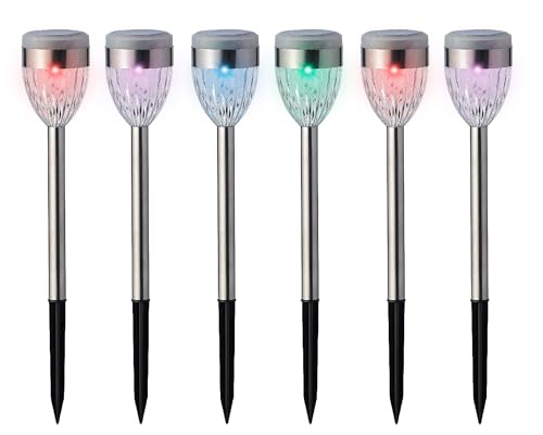 LED Solar Außenleuchten 24,5cm Edelstahl 6er Set - mit Farbwechsel - Solarleuchten Gartenlichter zum Stecken - Gartenleuchten Wegeleuchten Gartenlampen - Solarlampen & Gartenbeleuchtung für Außen LED Solar Außenleuchten 24,5cm Edelstahl 6er Set - mit Farbwechsel - Solarleuchten Gartenlichter zum Stecken - Gartenleuchten Wegeleuchten Gartenlampen - Solarlampen & Gartenbeleuchtung für Außen von Lumineo