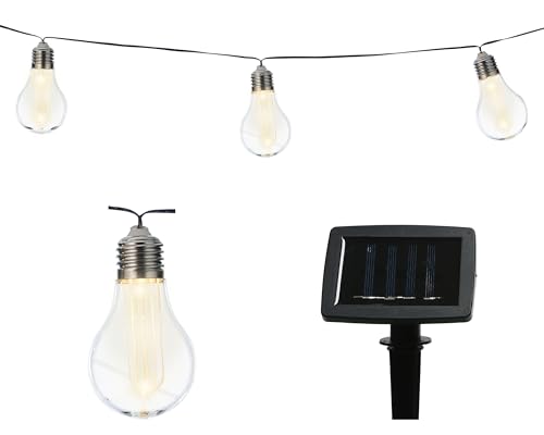 LED Solar Lichterkette Glühbirnen 4,5m - Solarlichterkette mit Glitzereffekt für Garten Balkon - Solarkette Gartenbeleuchtung Partylichterkette - Beleuchtung Außen hängend Gartendeko - Warmweiß von Lumineo