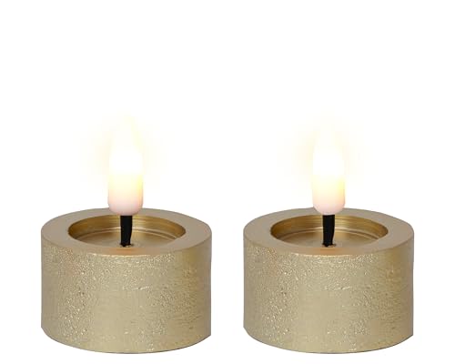 LED Teelichter mit Timer 4,4x5cm Wachs 2 Stück - Wachskerzen mit 6 Stunden Timerfunktion - Echtwachskerze batteriebetrieben - Flammenlose Kerzen als Tischkerzen Dekokerzen Teelicht - Gold Warmweiß LED Teelichter mit Timer 4,4x5cm Wachs 2 Stück - Wachskerzen mit 6 Stunden Timerfunktion - Echtwachskerze batteriebetrieben - Flammenlose Kerzen als Tischkerzen Dekokerzen Teelicht - Gold Warmweiß von Lumineo