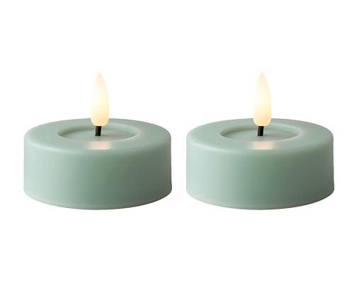 LED Teelichter mit Timer 6,5x5cm 2 Stück - Outdoorkerzen batteriebetrieben mit 6 Stunden Timerfunktion - Flammenlose Kerzen als Outdoor Tischkerzen Dekokerzen Teelicht Kunstkerzen - Hellblau Warmweiß LED Teelichter mit Timer 6,5x5cm 2 Stück - Outdoorkerzen batteriebetrieben mit 6 Stunden Timerfunktion - Flammenlose Kerzen als Outdoor Tischkerzen Dekokerzen Teelicht Kunstkerzen - Hellblau Warmweiß von Lumineo