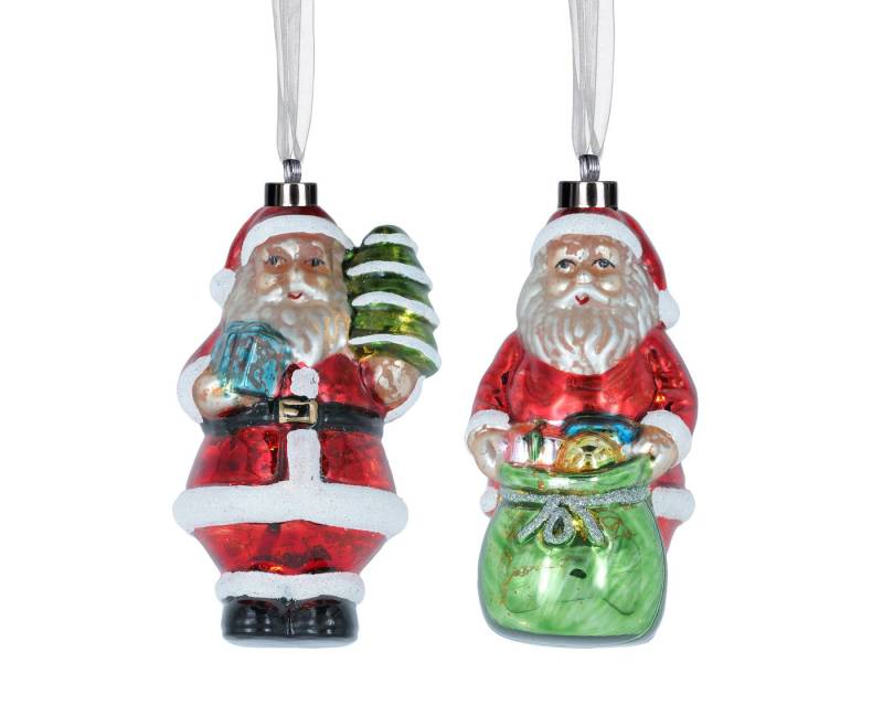 Lumineo Christbaumschmuck, Christbaumschmuck Glas 12cm LED Weihnachtsmann Figur 1 Stück sort. Rot von Lumineo