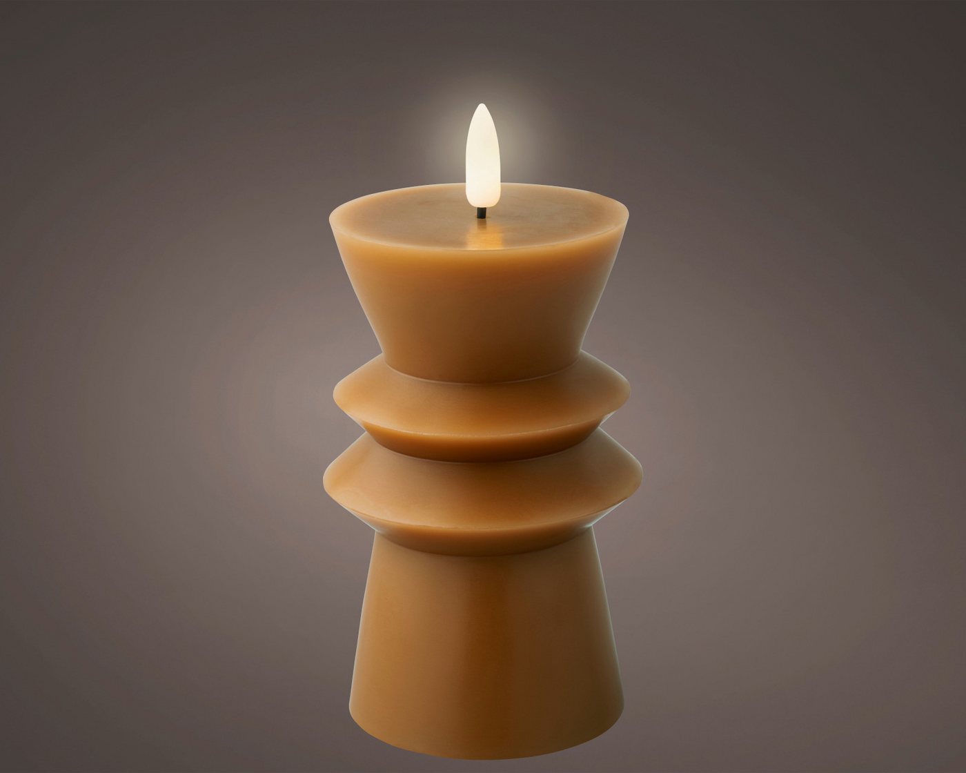 Lumineo Dekofigur LED Kerze Wachs braun/warmweiss 14,6cm von Lumineo