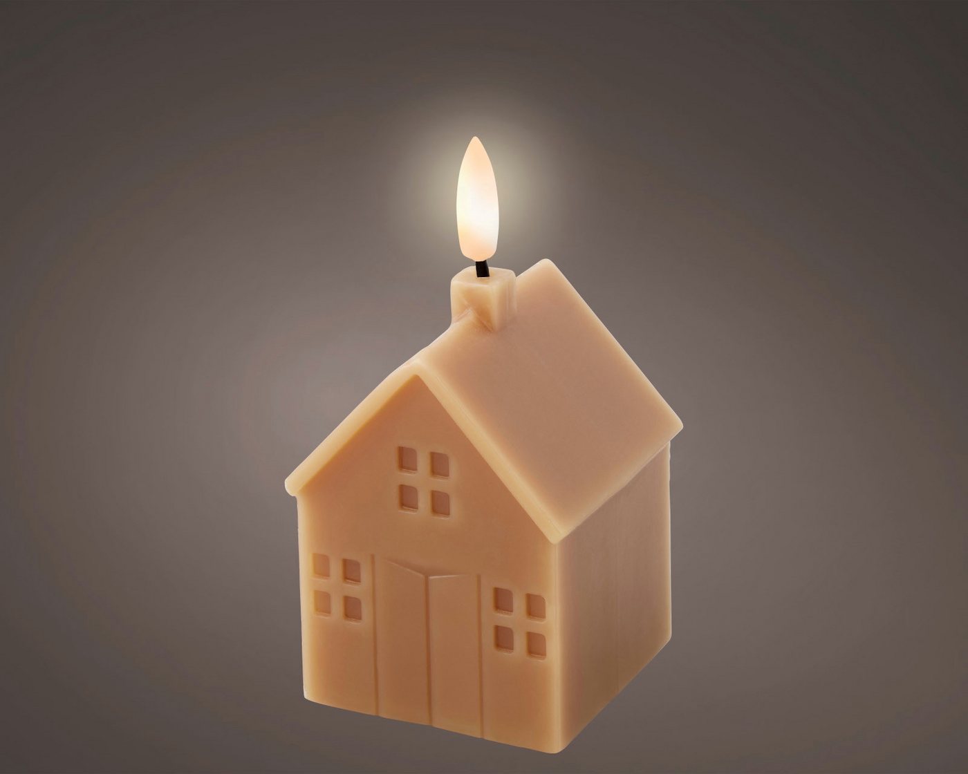 Lumineo Dekofigur LED Kerze Wachs braun/warmweiss 6x6x11,3cm von Lumineo