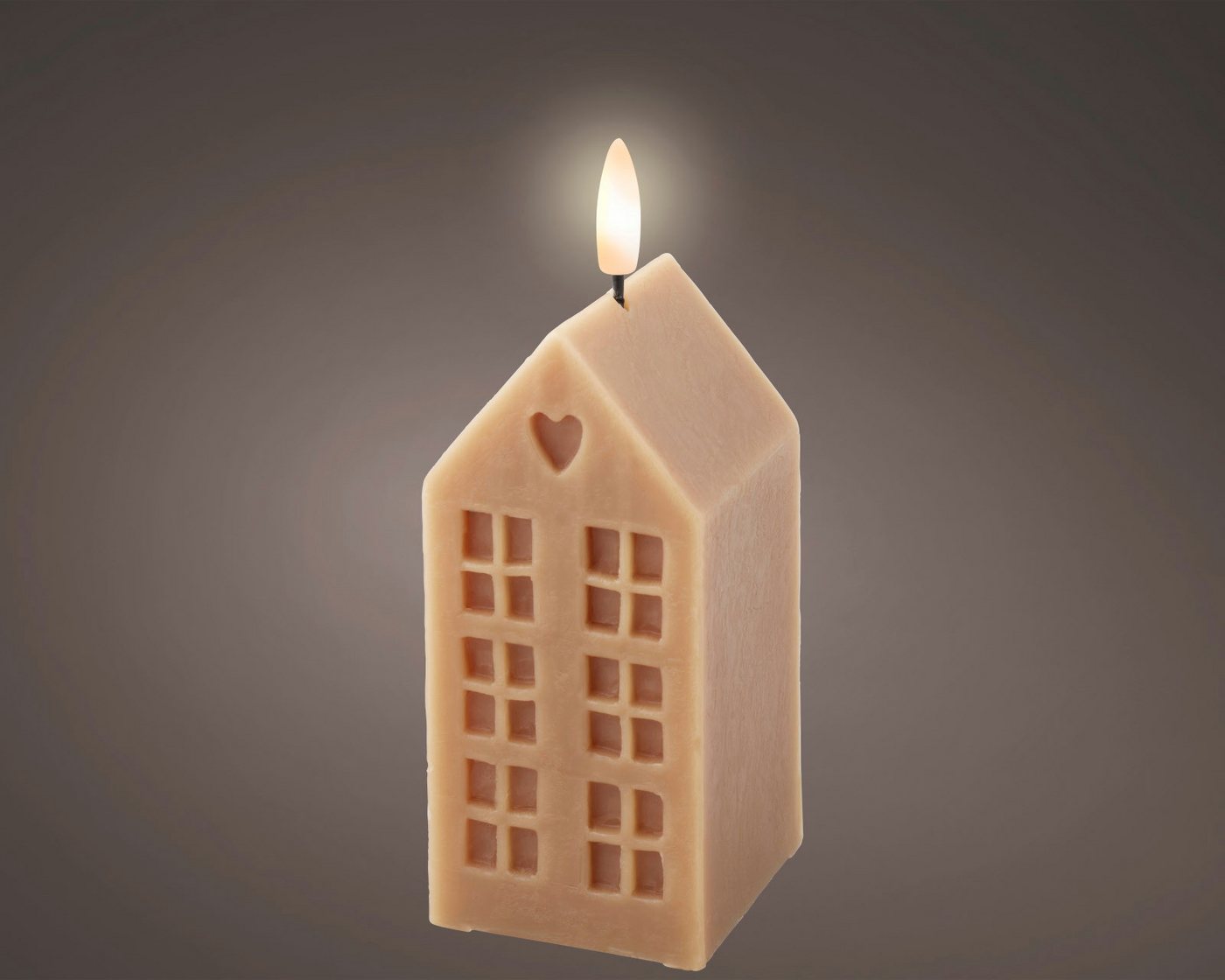 Lumineo Dekofigur LED Kerze Wachs braun/warmweiss 6x6x14,8cm von Lumineo