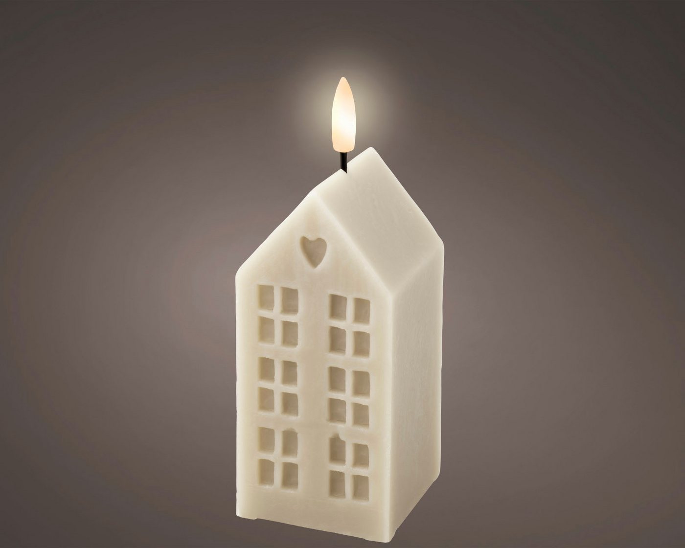 Lumineo Dekofigur LED Kerze Wachs grau/ warmes weiss 6x6x11,3cm von Lumineo