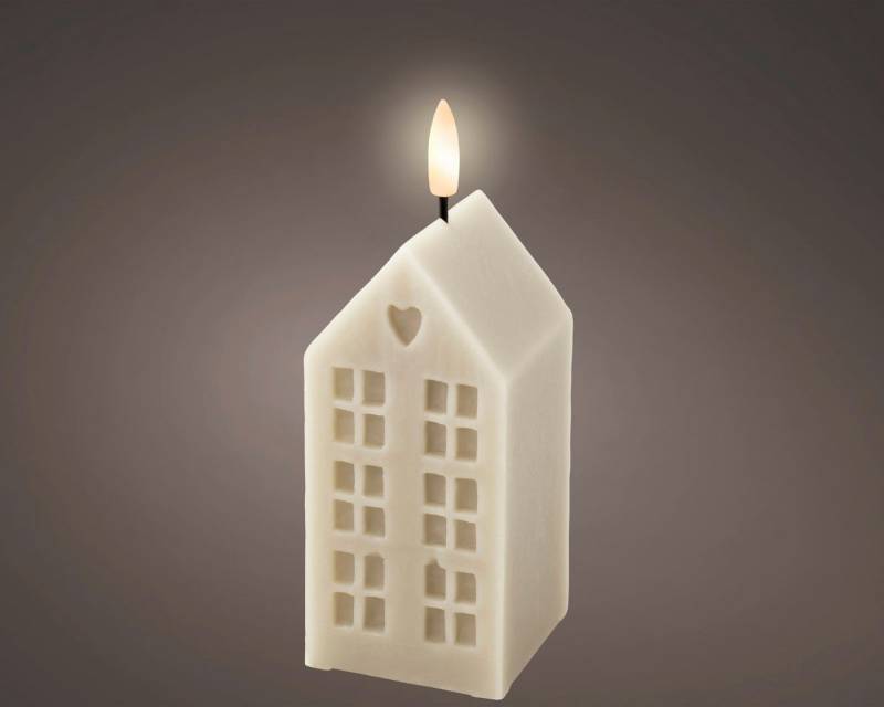 Lumineo Dekofigur LED Kerze Wachs grau/ warmes weiss 6x6x11,3cm von Lumineo