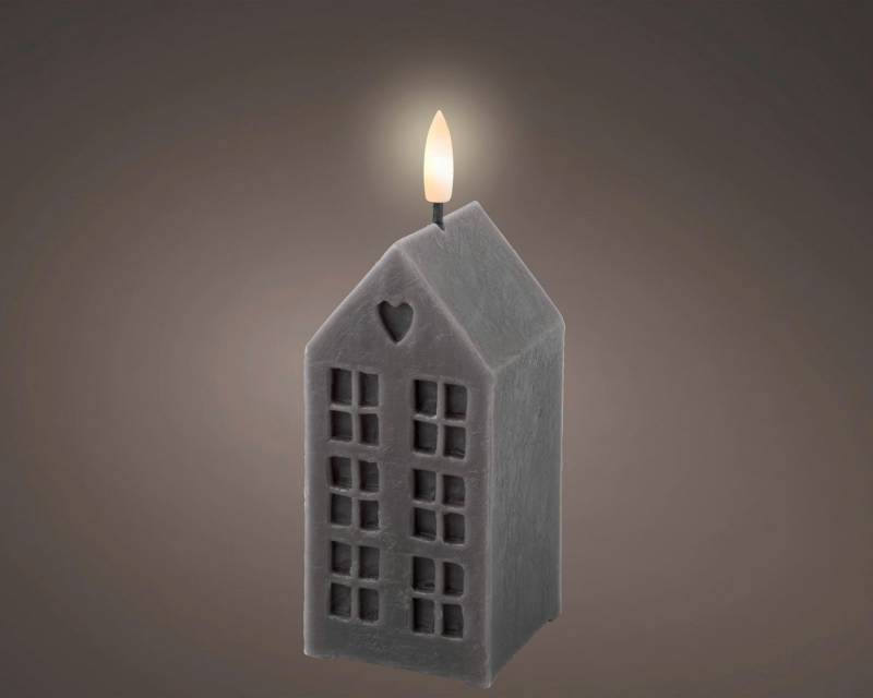 Lumineo Dekofigur LED Kerze Wachs grau/ warmes weiss 6x6x14,8cm Lumineo Dekofigur LED Kerze Wachs grau/ warmes weiss 6x6x14,8cm von Lumineo