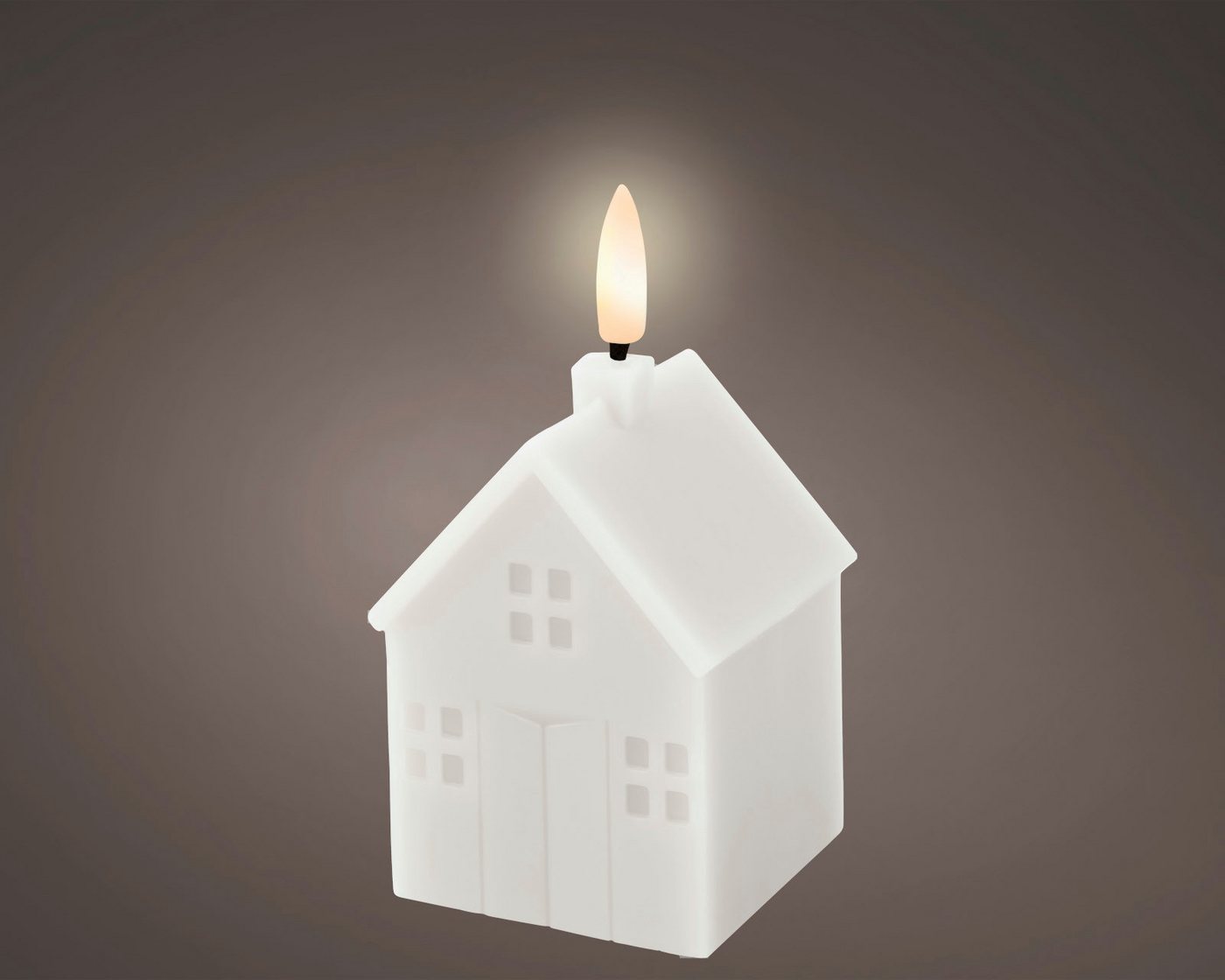 Lumineo Dekofigur LED Kerze Wachs weiss/ warmes weiss 11,3cm von Lumineo