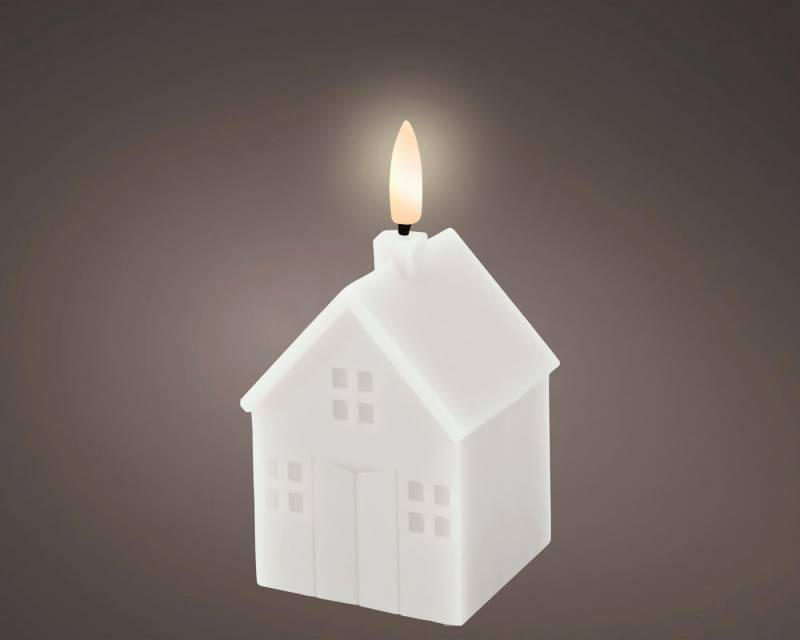 Lumineo Dekofigur LED Kerze Wachs weiss/ warmes weiss 11,3cm von Lumineo