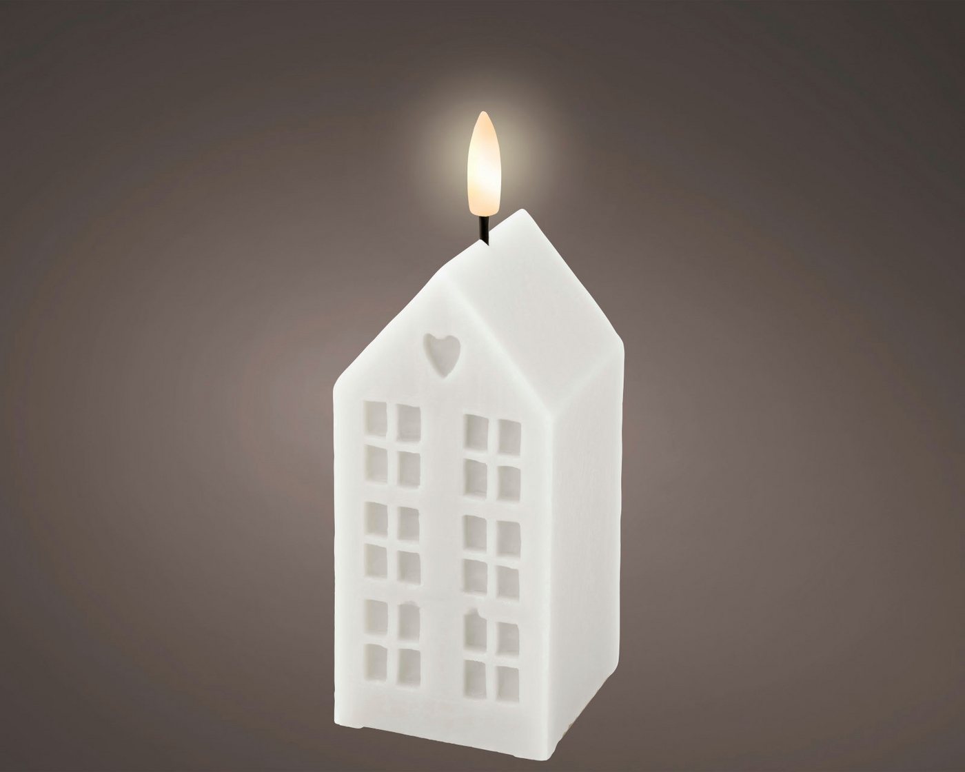 Lumineo Dekofigur LED Kerze Wachs weiss/warmes weiss 6x6x14,8cm von Lumineo