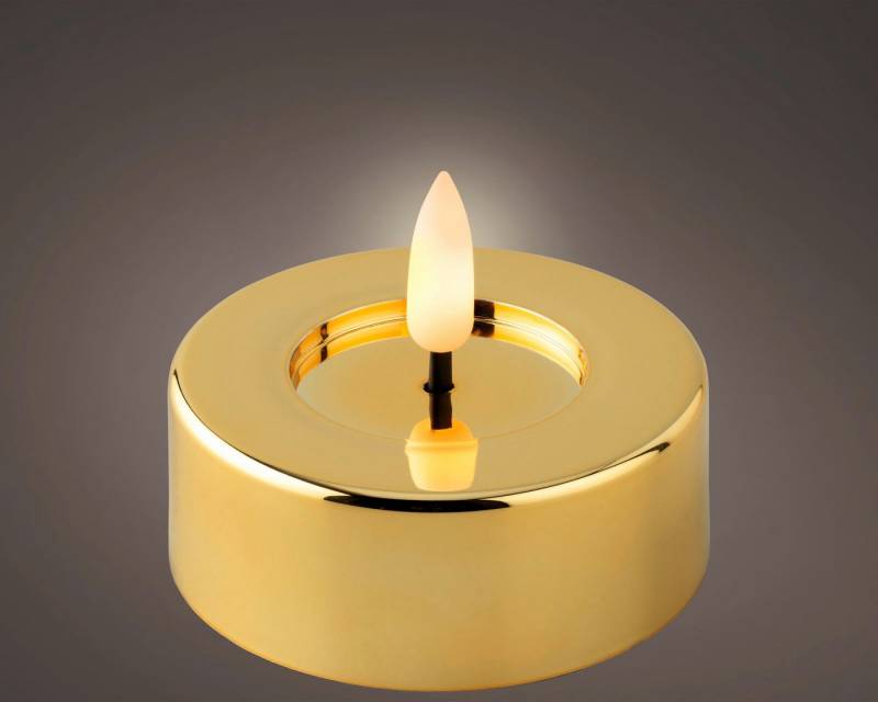 Lumineo Dekofigur LED Teelicht gold/ warmes weiss 3cm Set2 von Lumineo