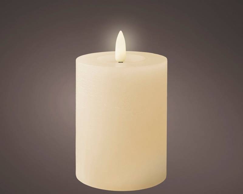 Lumineo LED-Christbaumkerzen Lumineo LED Wachskerze Creme 11,2 x 7 cm, batteriebetrieben, 6h-Timer, Indoor, Flacker-Effekt, 2x AAA Batterien von Lumineo