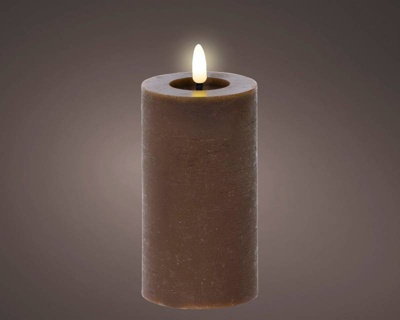 Lumineo LED-Christbaumkerzen Lumineo LED Wachskerze Dunkelbraun 15 x 7 cm, batteriebetrieben, 6h-Timer, Indoor, Flacker-Effekt, 2x AAA Batterien von Lumineo
