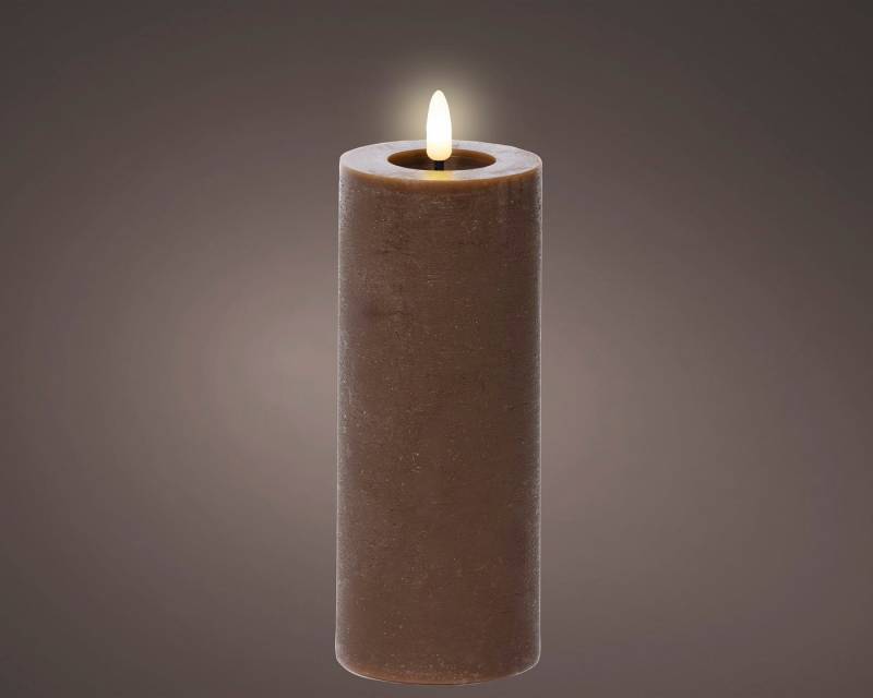 Lumineo LED-Christbaumkerzen Lumineo LED Wachskerze Dunkelbraun 19 x 7 cm, batteriebetrieben, 6h-Timer, Indoor, Flacker-Effekt, 2x AAA Batterien von Lumineo