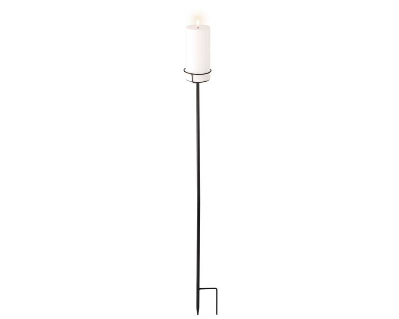 Lumineo LED-Kerze, LED Kerze auf Kerzenstab mit Erdspieß 90cm Wachs Weiß / Warmweiß von Lumineo