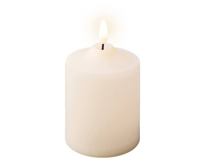 Lumineo LED-Kerze, LED Kerze mit Timer Outdoor Kunststoff 7x12cm Ivory / Warmweiß von Lumineo