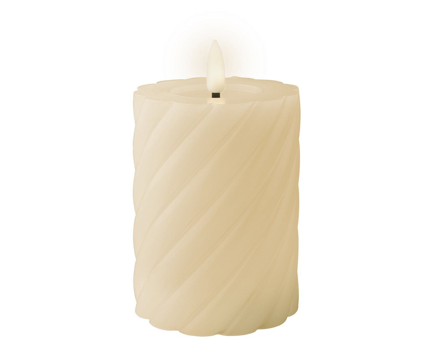 Lumineo LED-Kerze, LED Kerze mit Timerfunktion 7,5x12cm gedreht Wachs Creme / Warmweiß Lumineo LED-Kerze, LED Kerze mit Timerfunktion 7,5x12cm gedreht Wachs Creme / Warmweiß von Lumineo
